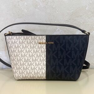 MK Jet Set Small Two-Tone Logo Crossbody Bag